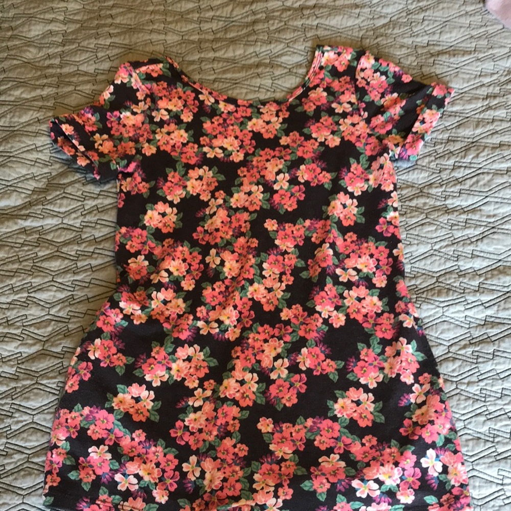 Charcoal and pink floral romper